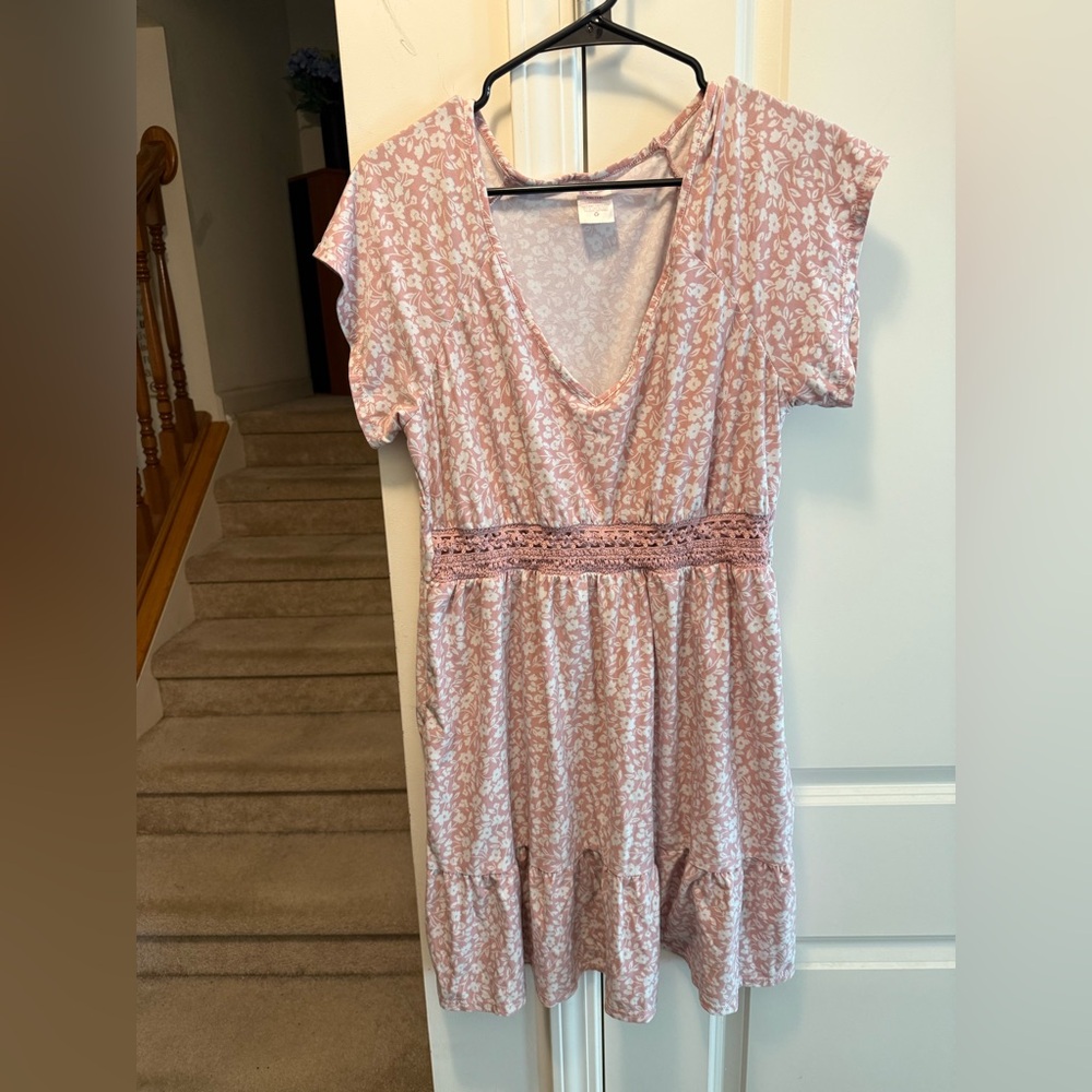 No Boundaries XXL (19) Pink Floral Midi Dress